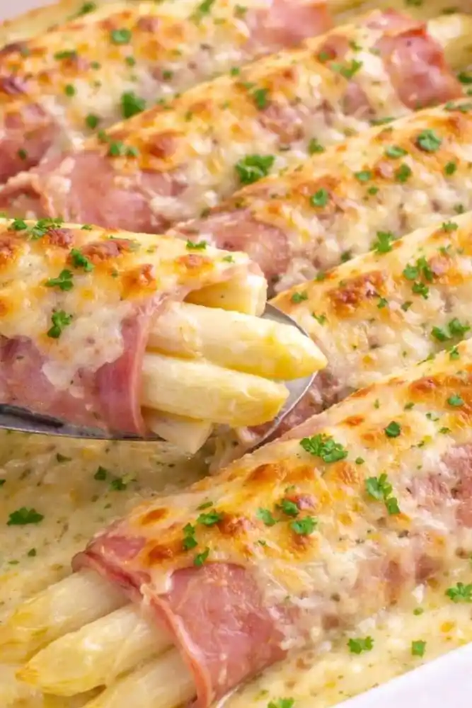 Überbackene Spargelröllchen mit Putenbrust und Käse 3 Recipe image