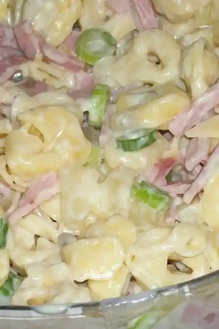 Cremiger Tortellini-Salat mit Ananas, Lauch und Putenschinken 3 Recipe image