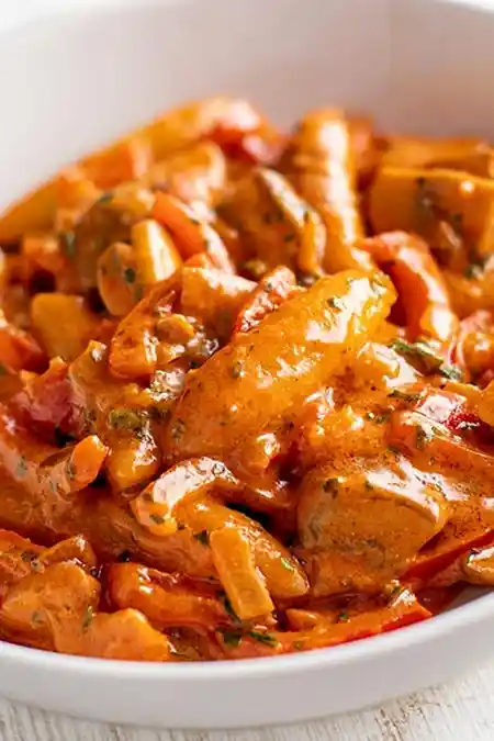 Vegane Schupfnudelpfanne mit Paprika und Pilzen 3 Recipe image